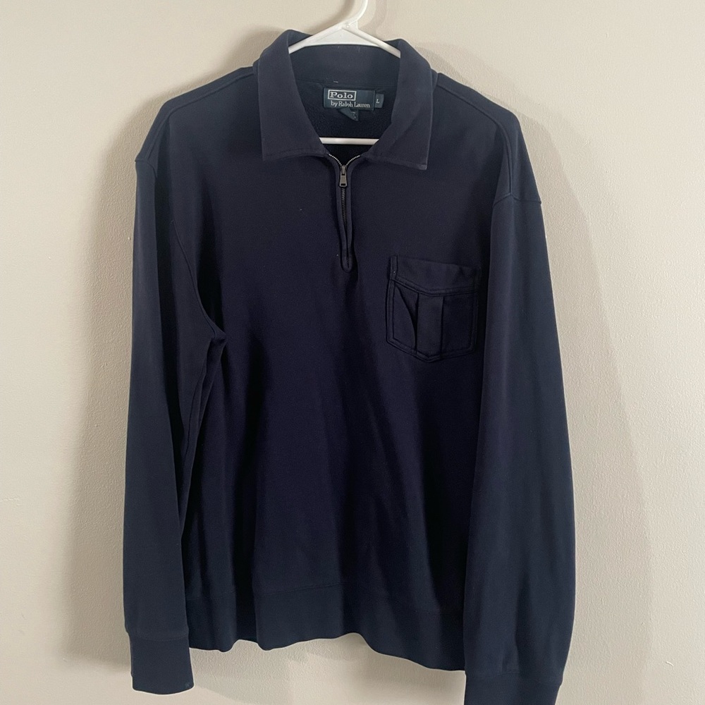 Vintage Polo By Ralph Lauren Navy Quarter Zip Sweater | Men Size L